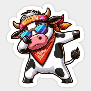 Dabbing Kawaii Cow Sticker